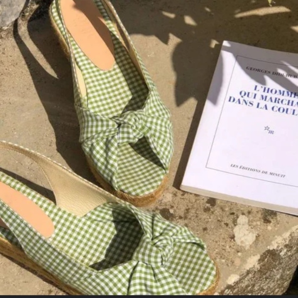 Rouje Vichy Green Gingham Espadrilles Size 36